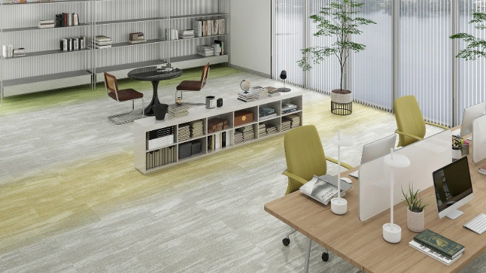 Anker VARIO Collection - modern stripe carpet tiles in office